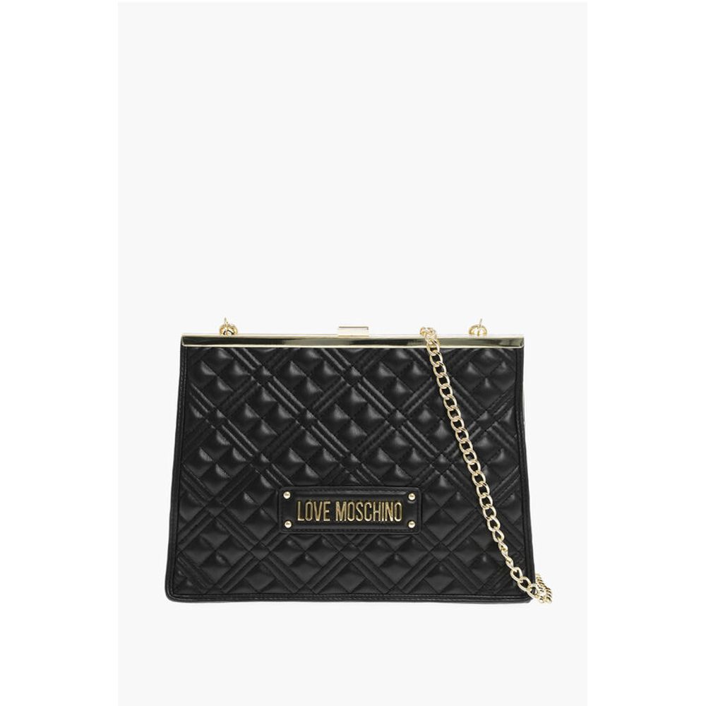 LOVE Quilted Faux Leather Shoulder Bag with Golden Details