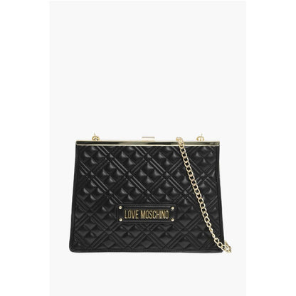 LOVE Quilted Faux Leather Shoulder Bag with Golden Details