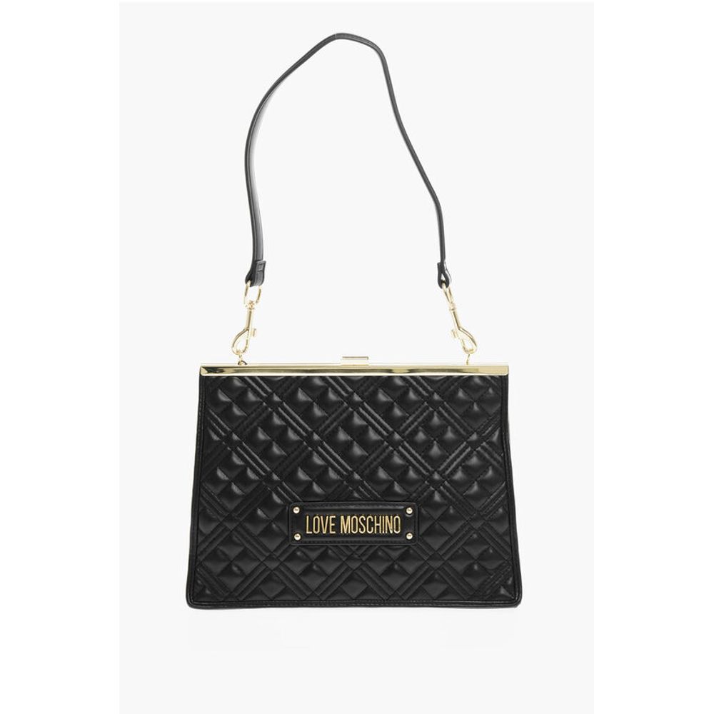LOVE Quilted Faux Leather Shoulder Bag with Golden Details