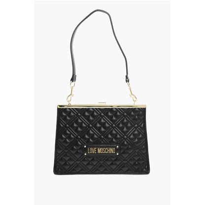 LOVE Quilted Faux Leather Shoulder Bag with Golden Details