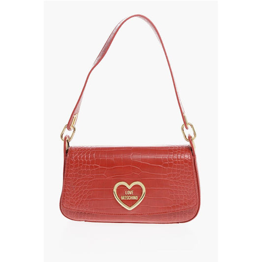 LOVE Crocodile Effect Faux Leather Shoulder Bag