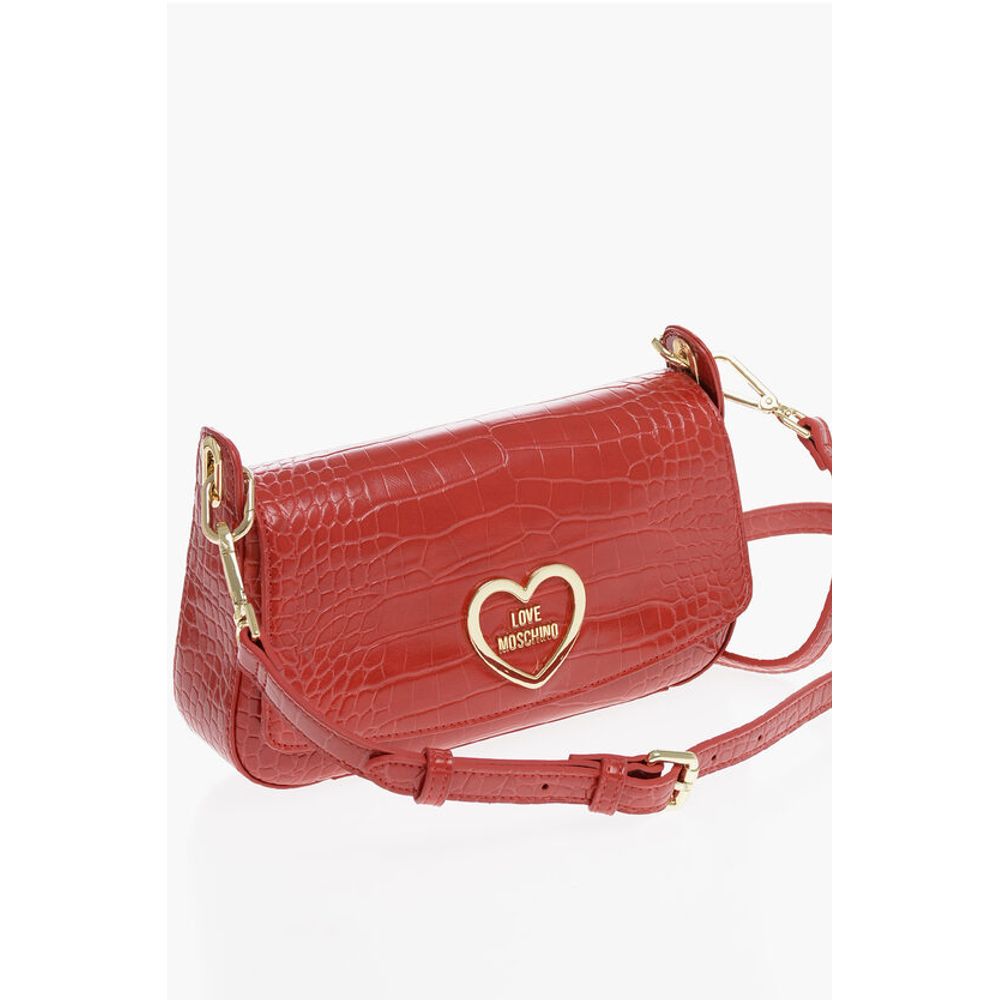 LOVE Crocodile Effect Faux Leather Shoulder Bag