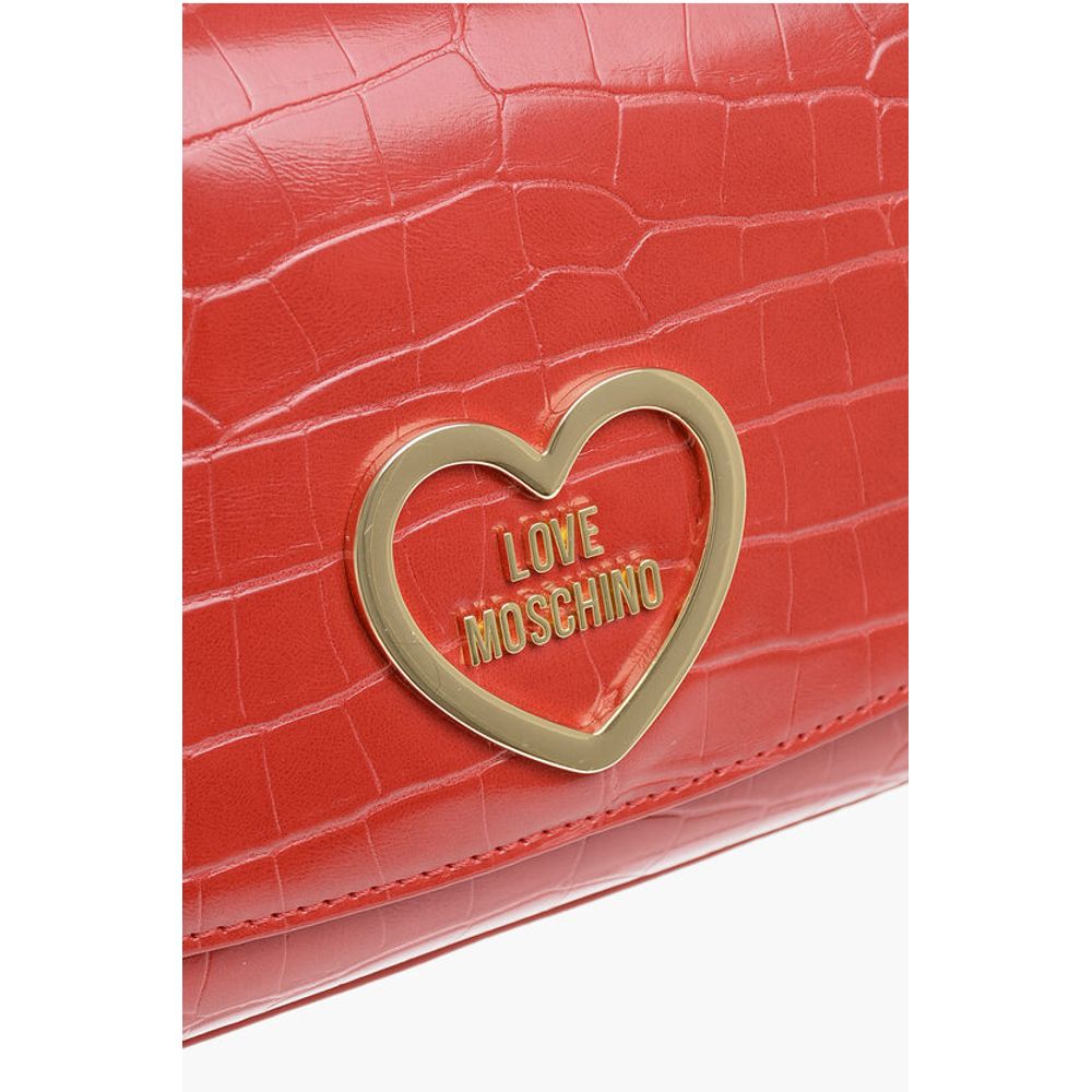 LOVE Crocodile Effect Faux Leather Shoulder Bag