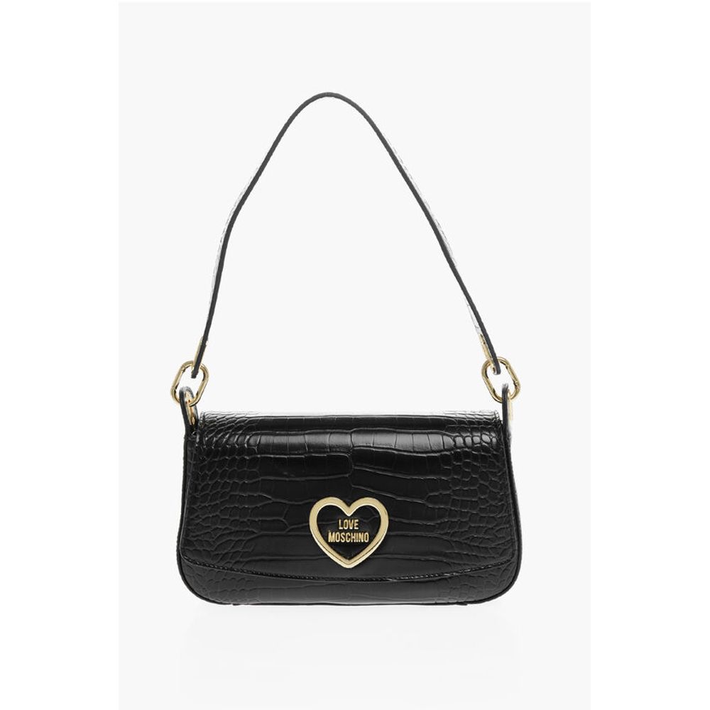 LOVE Crocodile Effect Faux Leather Shoulder Bag