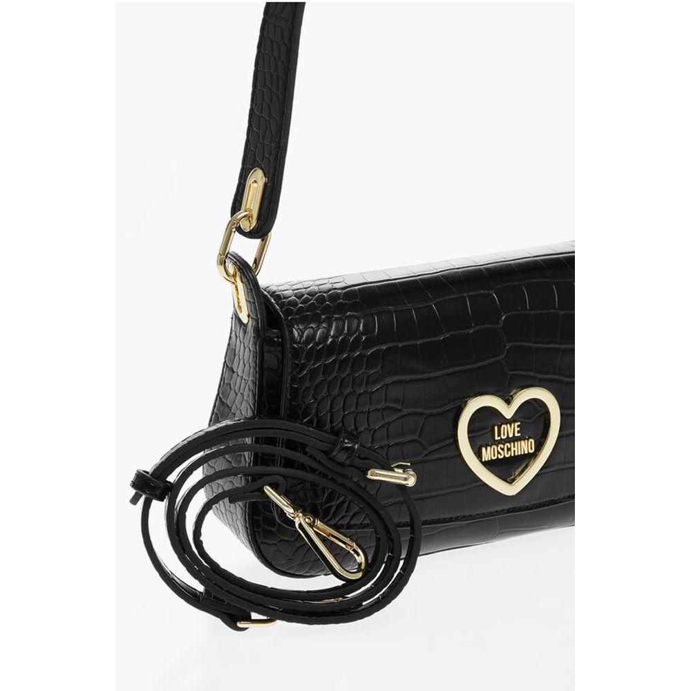 LOVE Crocodile Effect Faux Leather Shoulder Bag