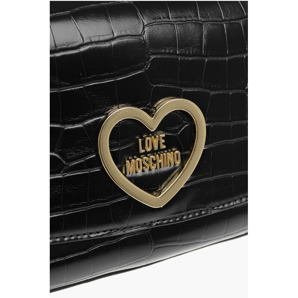 LOVE Crocodile Effect Faux Leather Shoulder Bag