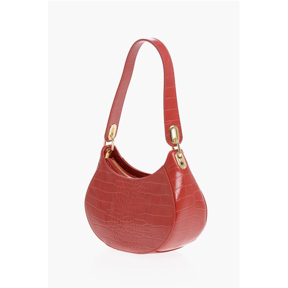 LOVE Crocodile Effect Faux Leather Hobo Bag with Golden Hear
