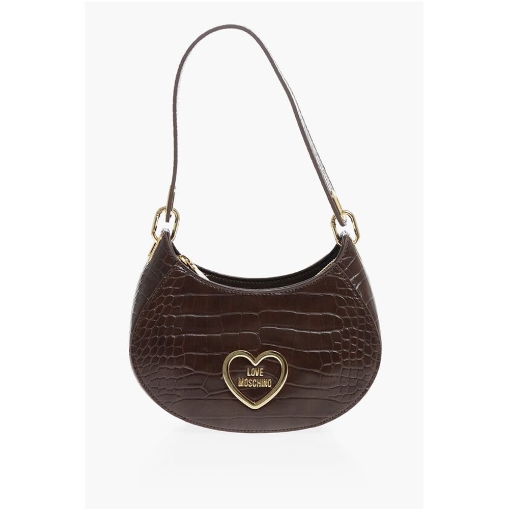 LOVE Crocodile Effect Faux Leather Hobo Bag