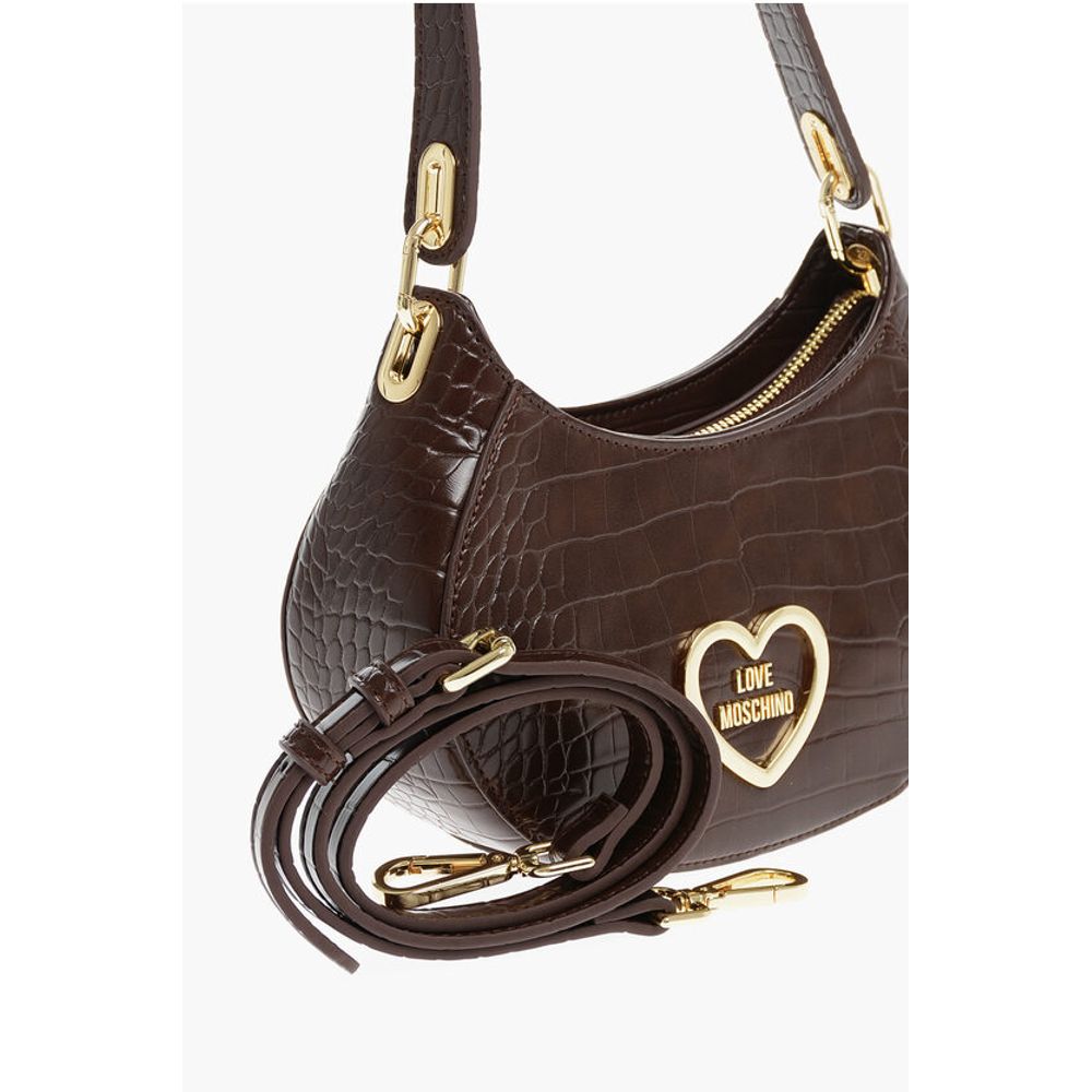 LOVE Crocodile Effect Faux Leather Hobo Bag