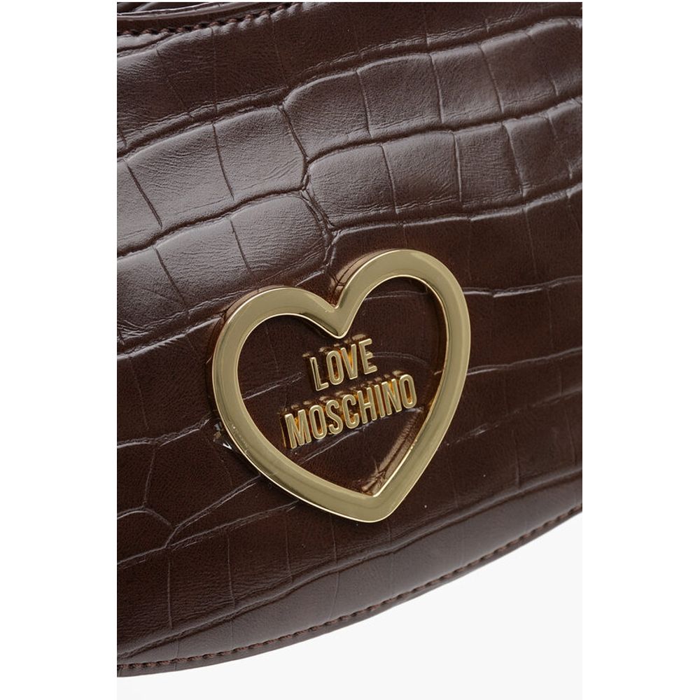 LOVE Crocodile Effect Faux Leather Hobo Bag
