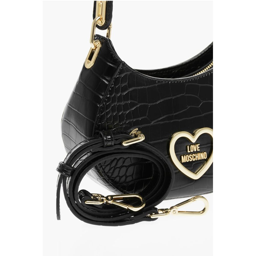 LOVE Crocodile Effect Faux Leather Hobo Bag