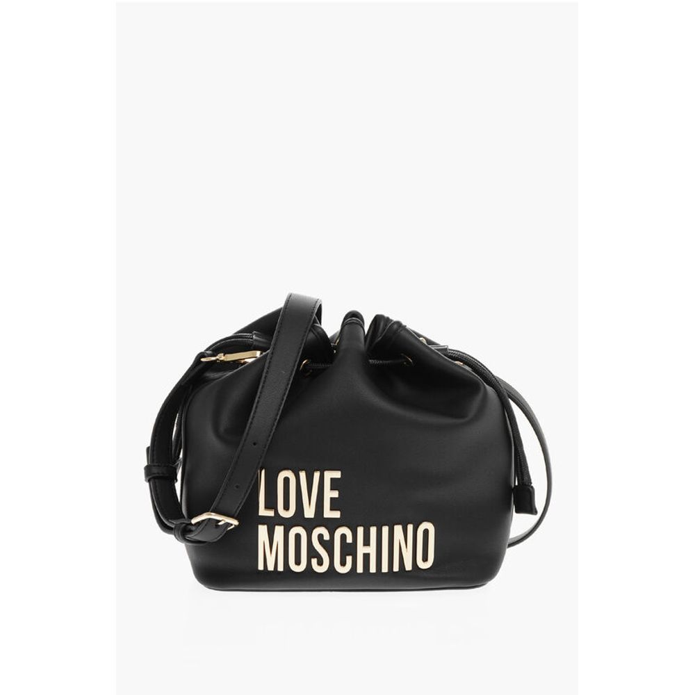 LOVE Faux Leather Bucket Bag with Golden Maxi Logo