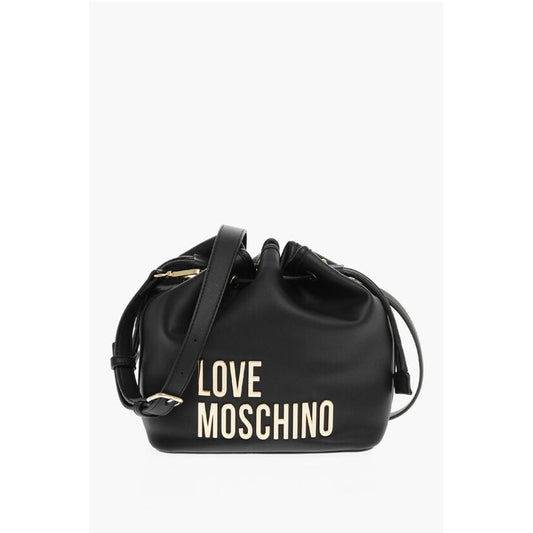 LOVE Faux Leather Bucket Bag with Golden Maxi Logo