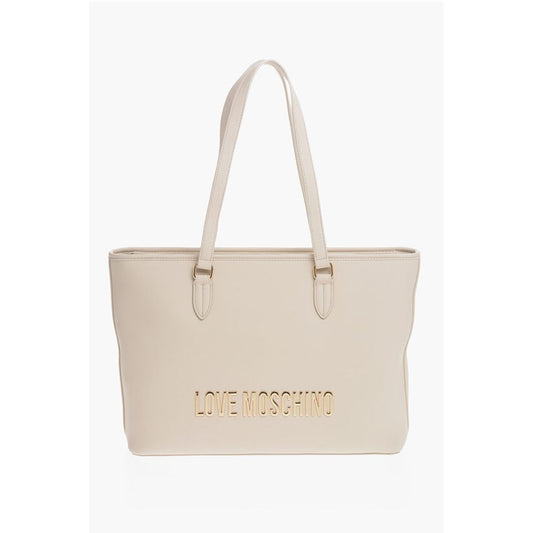 LOVE Faux Leather Tote Bag with Golden Embossed Maxi Logo