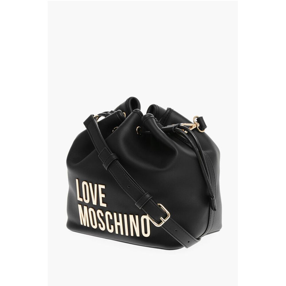 LOVE Faux Leather Bucket Bag with Golden Maxi Logo
