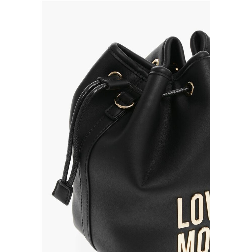 LOVE Faux Leather Bucket Bag with Golden Maxi Logo