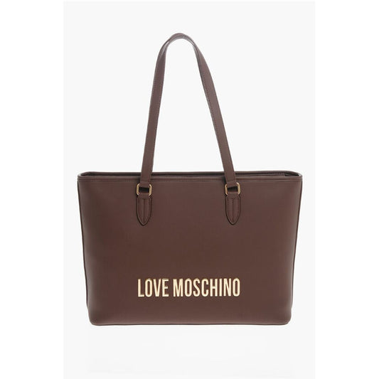 LOVE Faux Leather Tote Bag with Golden Embossed Maxi Logo