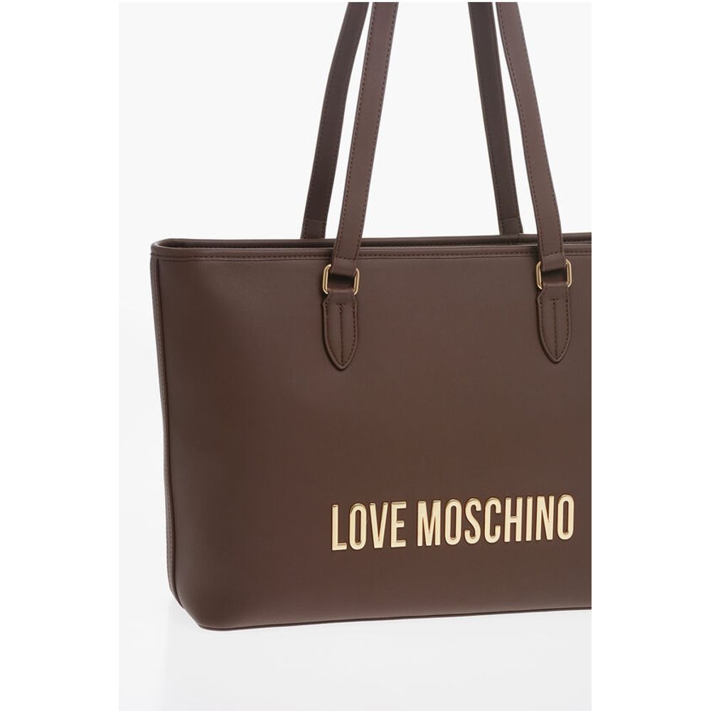 LOVE Faux Leather Tote Bag with Golden Embossed Maxi Logo
