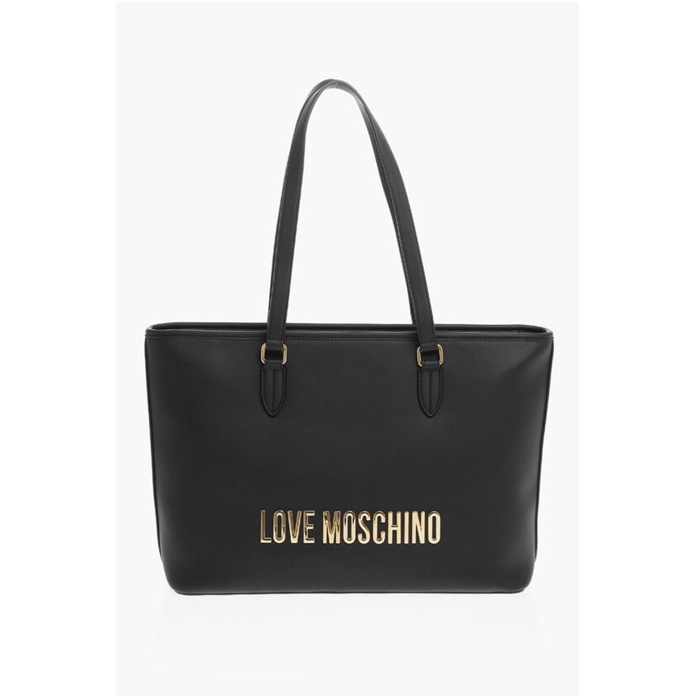 LOVE Faux Leather Tote Bag with Golden Embossed Maxi Logo