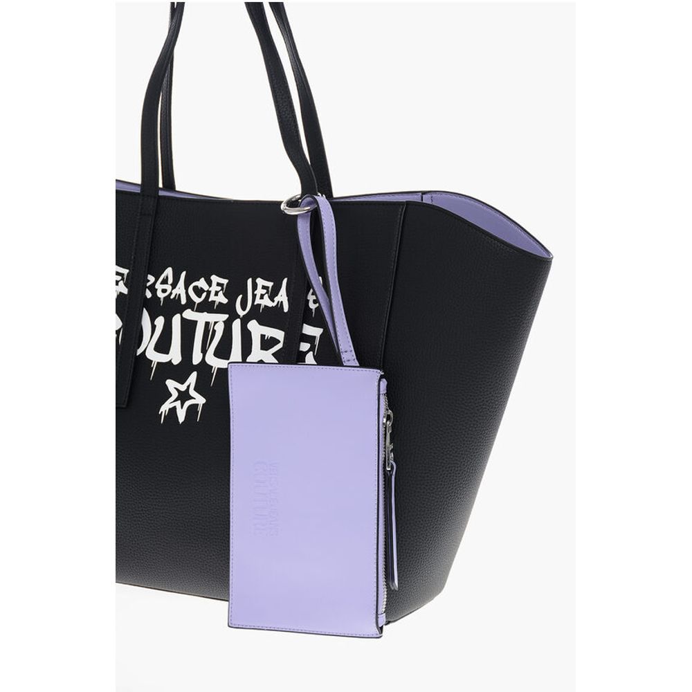 JEANS COUTURE Textured Faux Leather Maxi Tote bag with Clout