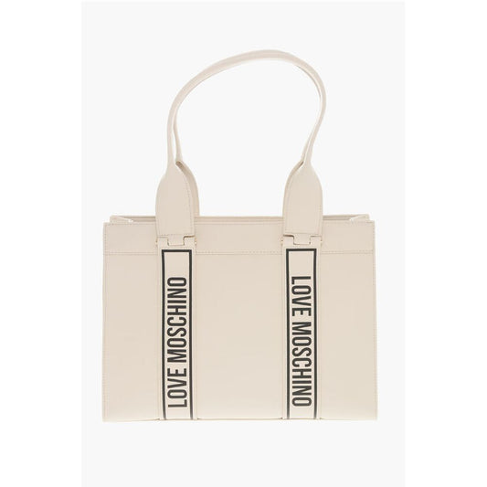 LOVE MOSCHINO Faux Leather Tote Bag with Logoed Bands