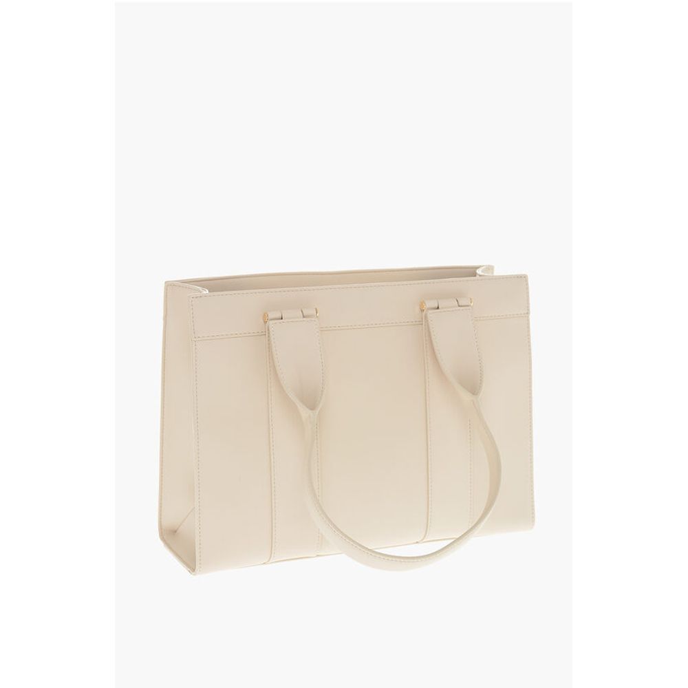 LOVE MOSCHINO Faux Leather Tote Bag with Logoed Bands