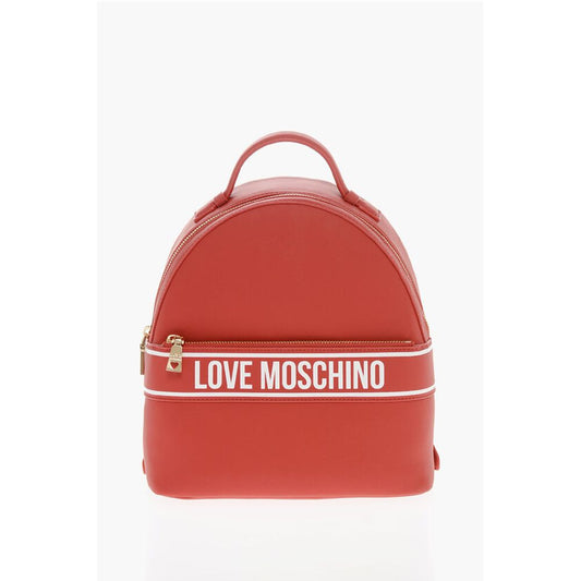 LOVE Faux Leather Backpack with Printed Contrasting Logo