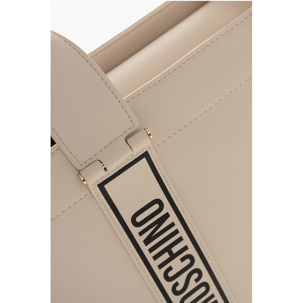 LOVE MOSCHINO Faux Leather Tote Bag with Logoed Bands