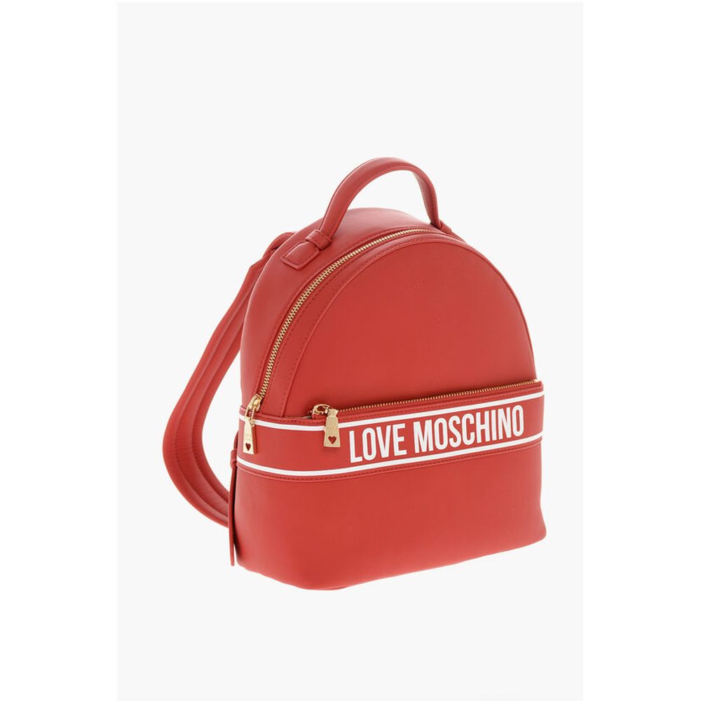 LOVE Faux Leather Backpack with Printed Contrasting Logo