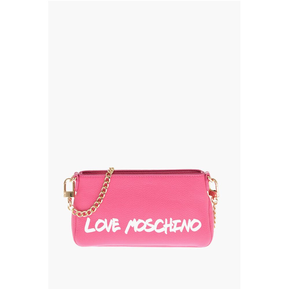 LOVE Textured Leather Shoulder Bag with Graffiti Logo-Print