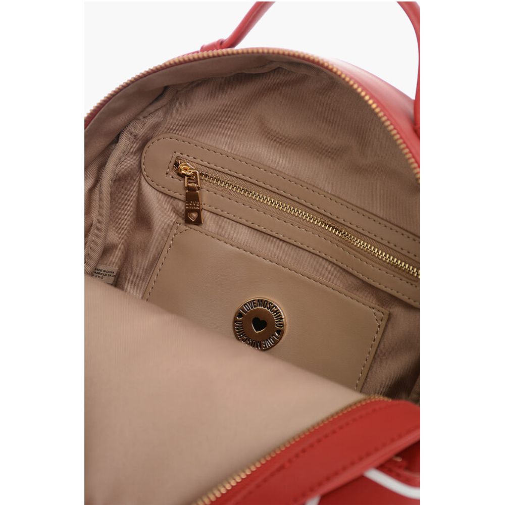 LOVE Faux Leather Backpack with Printed Contrasting Logo