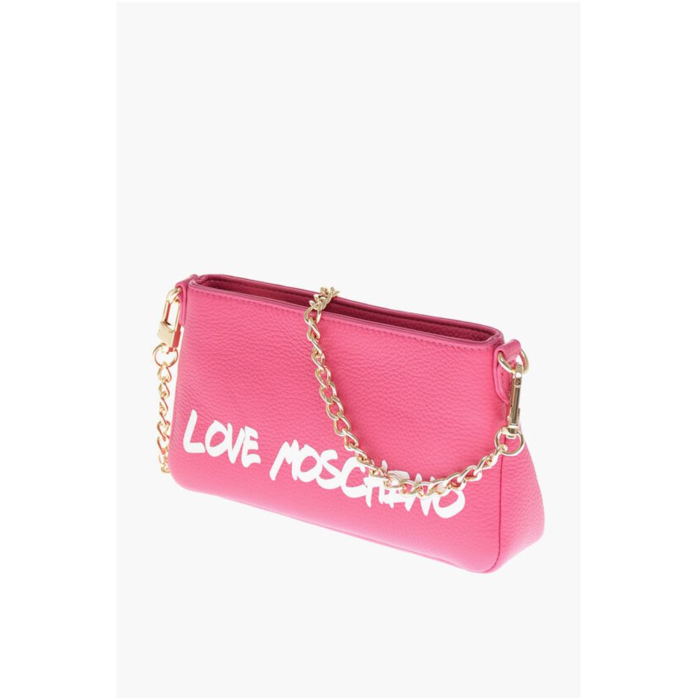 LOVE Textured Leather Shoulder Bag with Graffiti Logo-Print