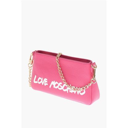 LOVE Textured Leather Shoulder Bag with Graffiti Logo-Print