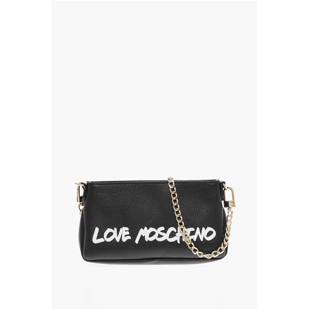 LOVE Textured Leather Shoulder Bag with Graffiti-Print