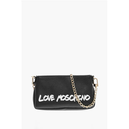 LOVE Textured Leather Shoulder Bag with Graffiti-Print