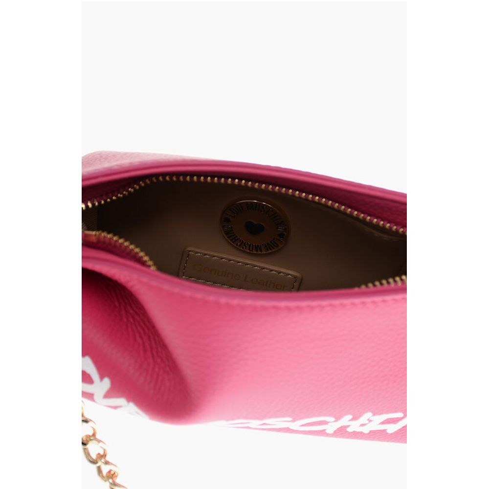 LOVE Textured Leather Shoulder Bag with Graffiti Logo-Print