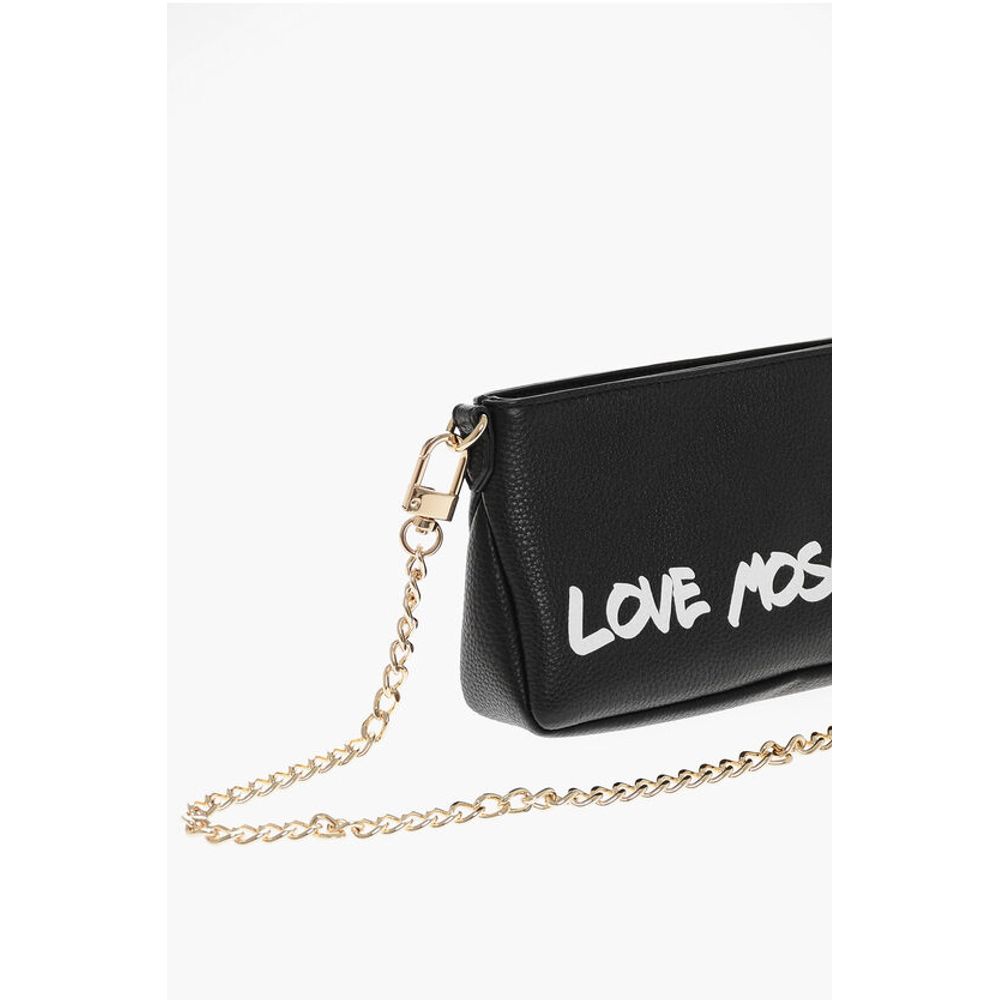 LOVE Textured Leather Shoulder Bag with Graffiti-Print