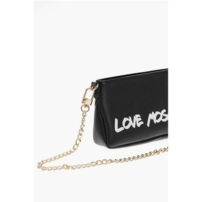 LOVE Textured Leather Shoulder Bag with Graffiti-Print