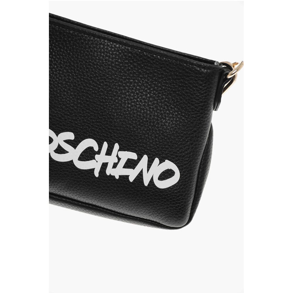 LOVE Textured Leather Shoulder Bag with Graffiti-Print