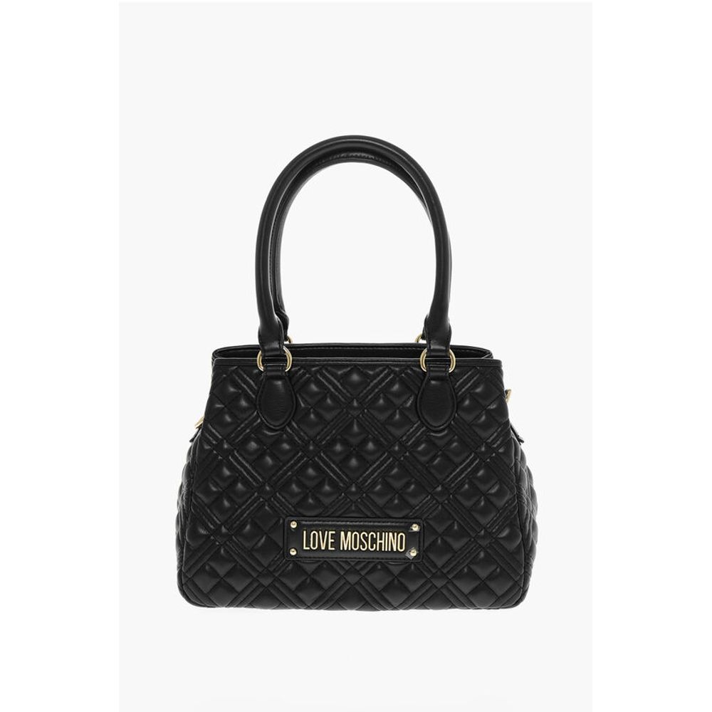 LOVE Quilted Faux Leather Hand Bag with Embossed Logos