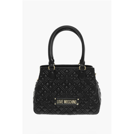 LOVE Quilted Faux Leather Hand Bag with Embossed Logos
