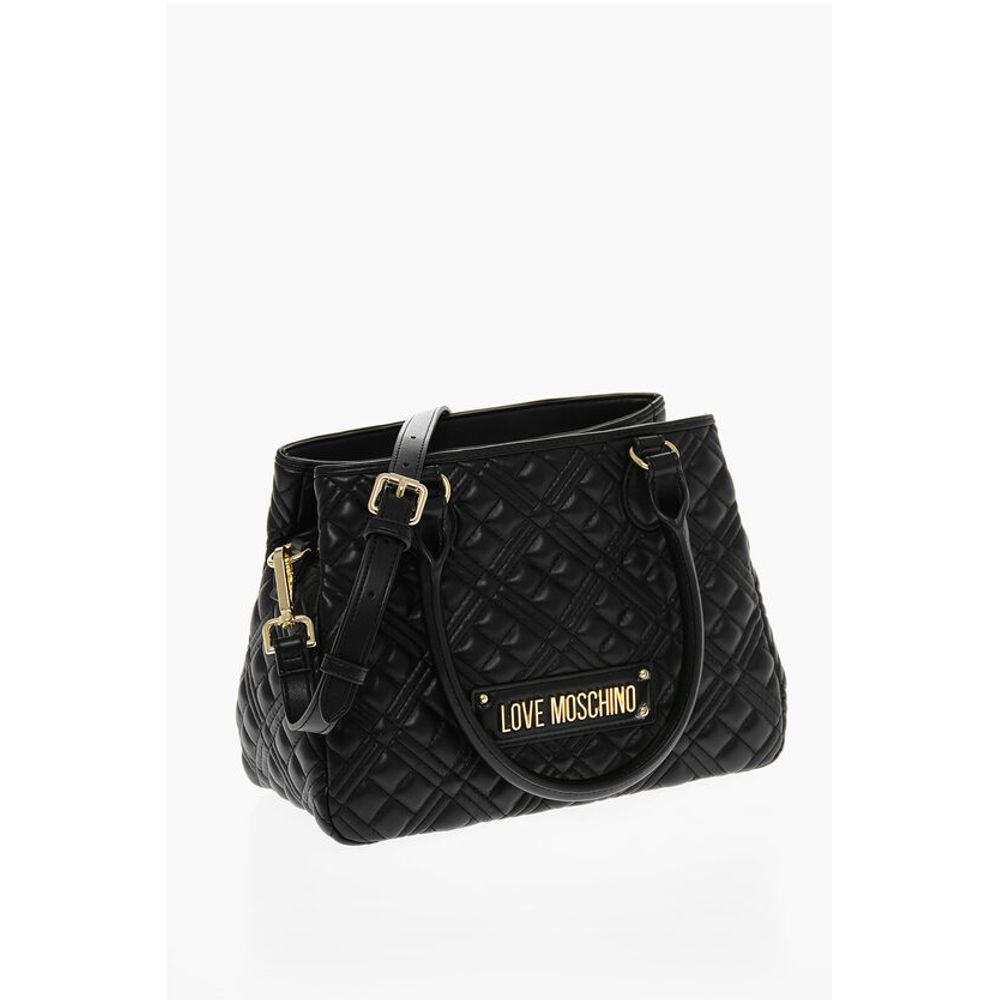 LOVE Quilted Faux Leather Hand Bag with Embossed Logos