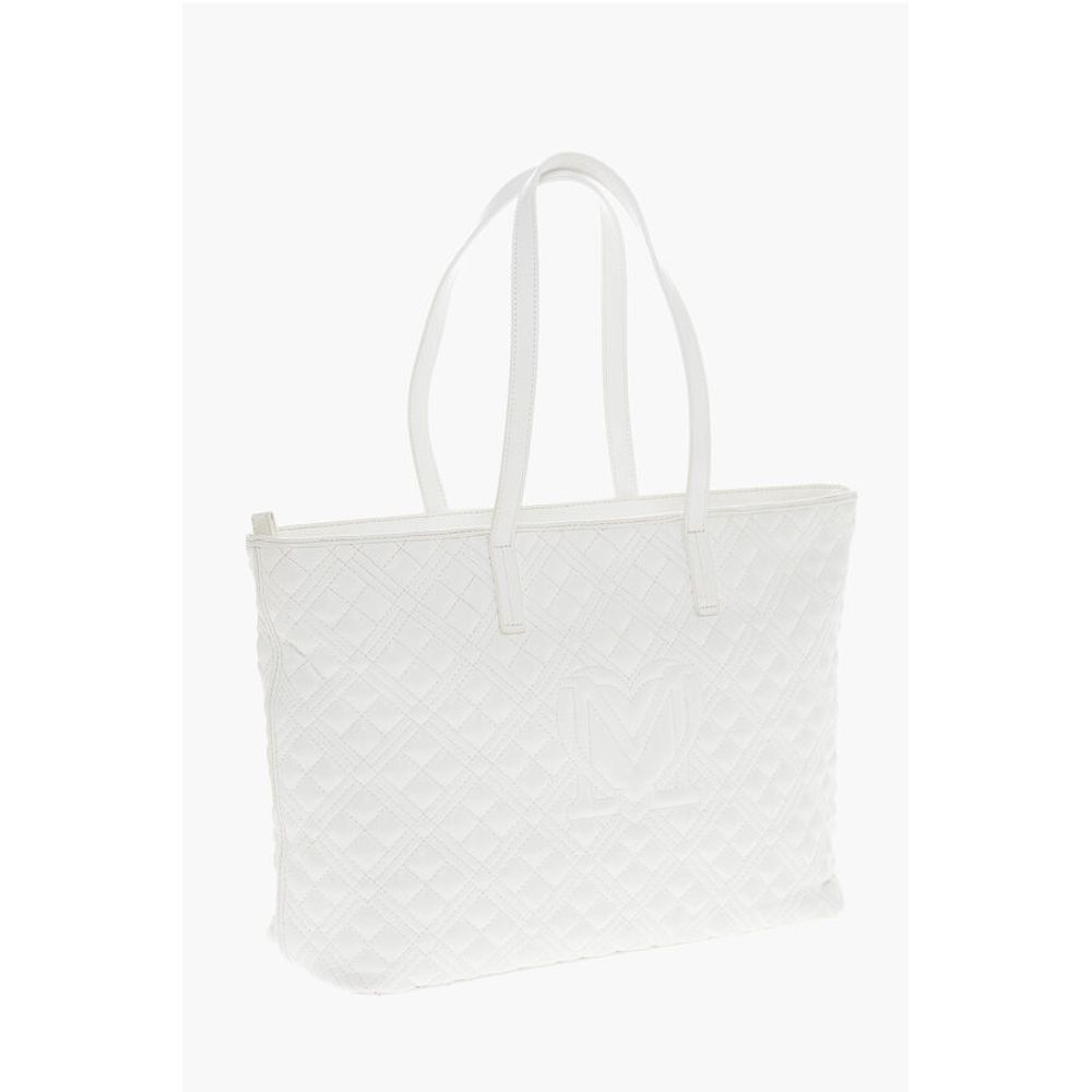 LOVE Quilted Faux Leather Tote Bag with Metal Logo