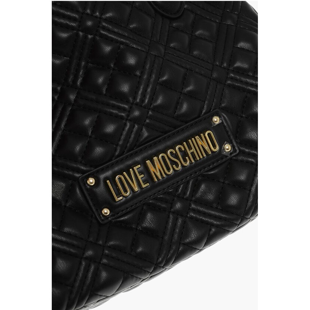 LOVE Quilted Faux Leather Hand Bag with Embossed Logos