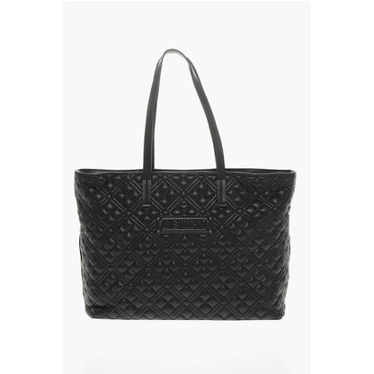 LOVE Quilted Faux Leather Tote Bag with Metal Logo