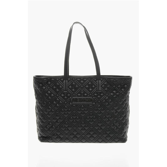 LOVE Quilted Faux Leather Tote Bag with Metal Logo