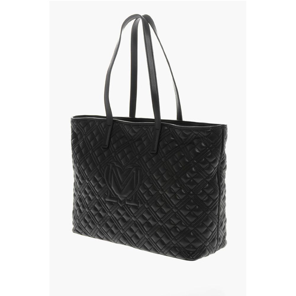 LOVE Quilted Faux Leather Tote Bag with Metal Logo