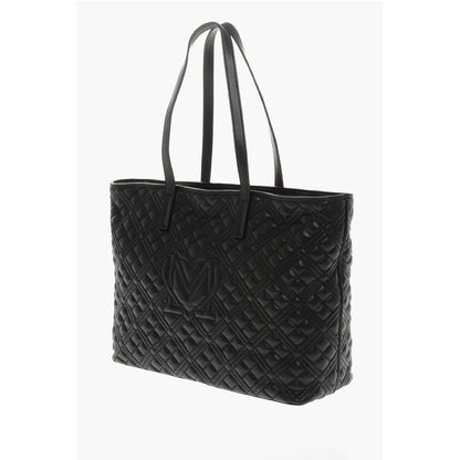 LOVE Quilted Faux Leather Tote Bag with Metal Logo
