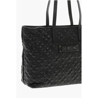 LOVE Quilted Faux Leather Tote Bag with Metal Logo