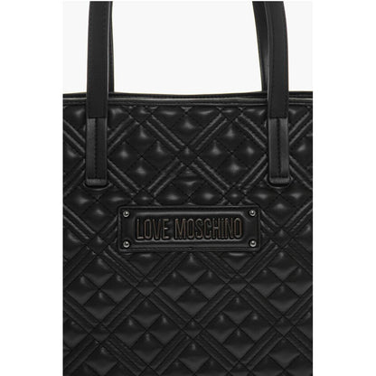LOVE Quilted Faux Leather Tote Bag with Metal Logo